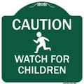 Signmission Caution Watch For Children Heavy-Gauge Aluminum Architectural Sign, 18" x 18", GW-1818-9860 A-DES-GW-1818-9860